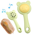 2-in-1 Textured Silicone Teether and Rattle Toy (Green)