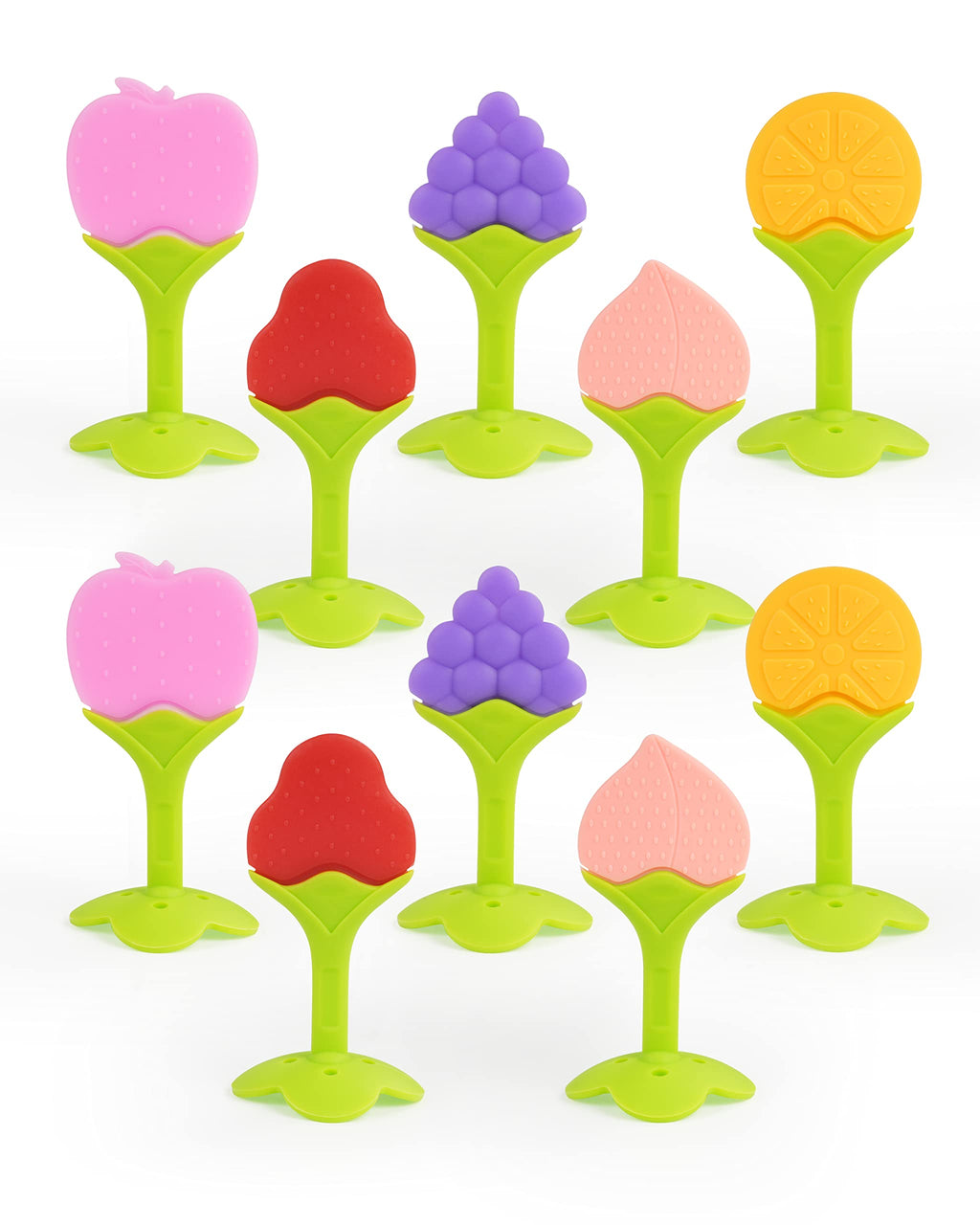 10-Pack Fruit Shape Silicone Baby Teething Toy Set