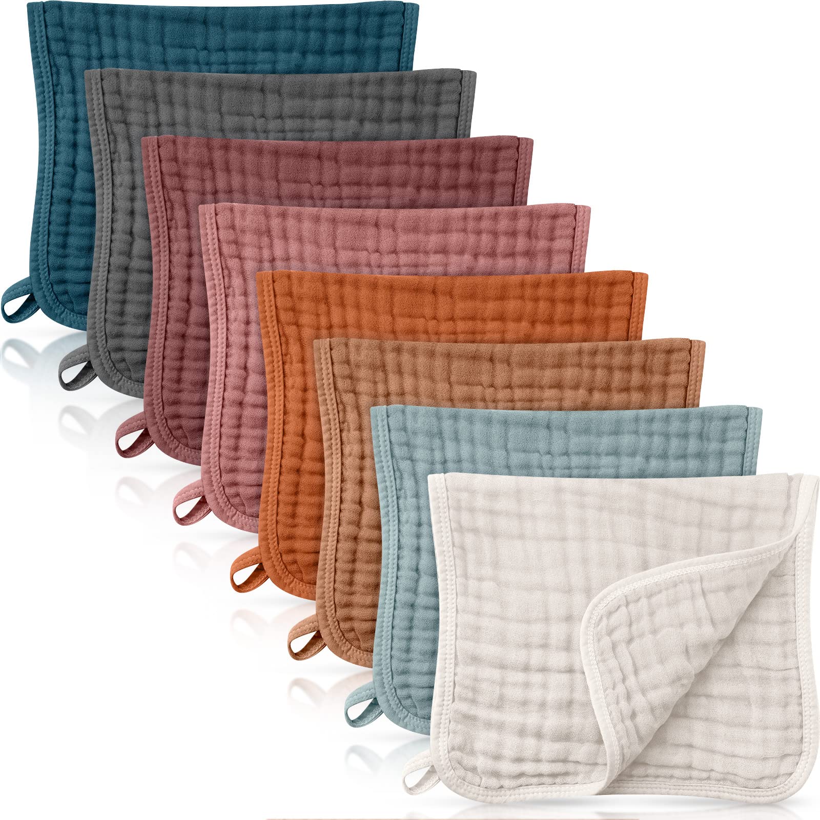 6-Layer Cotton Muslin Baby Burp Cloths (8-Pack) - Vintage