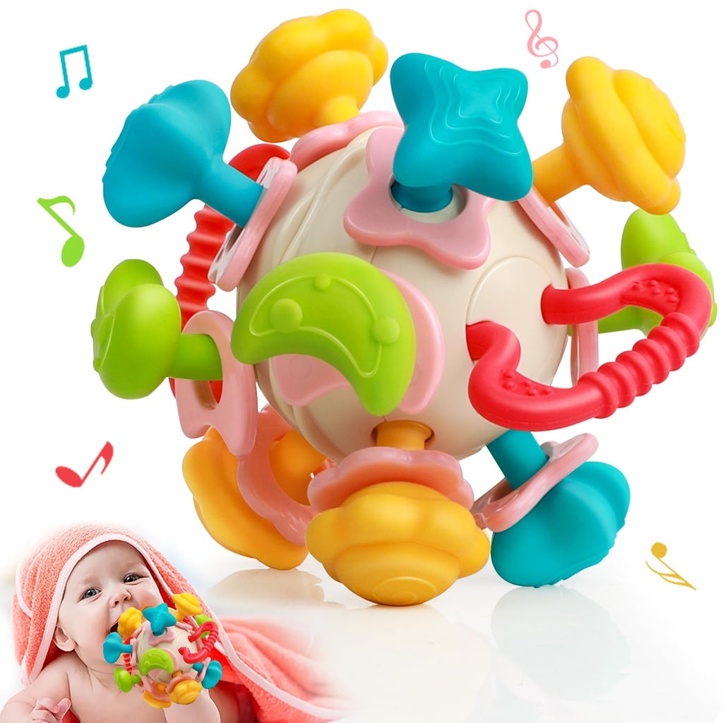 Montessori Baby Sensory Teething & Chew Rattle Toy