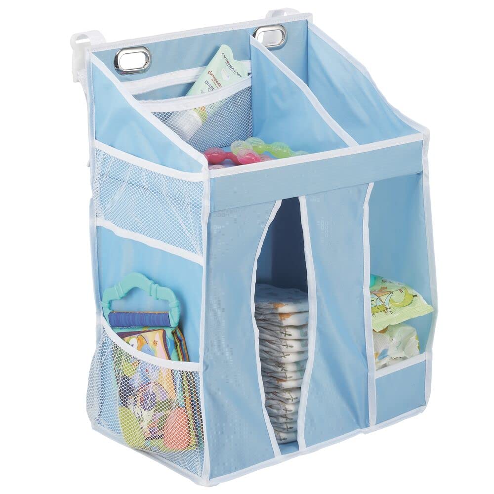 mDesign Hanging Baby Diaper Caddy & Nursery Organizer (Blue)