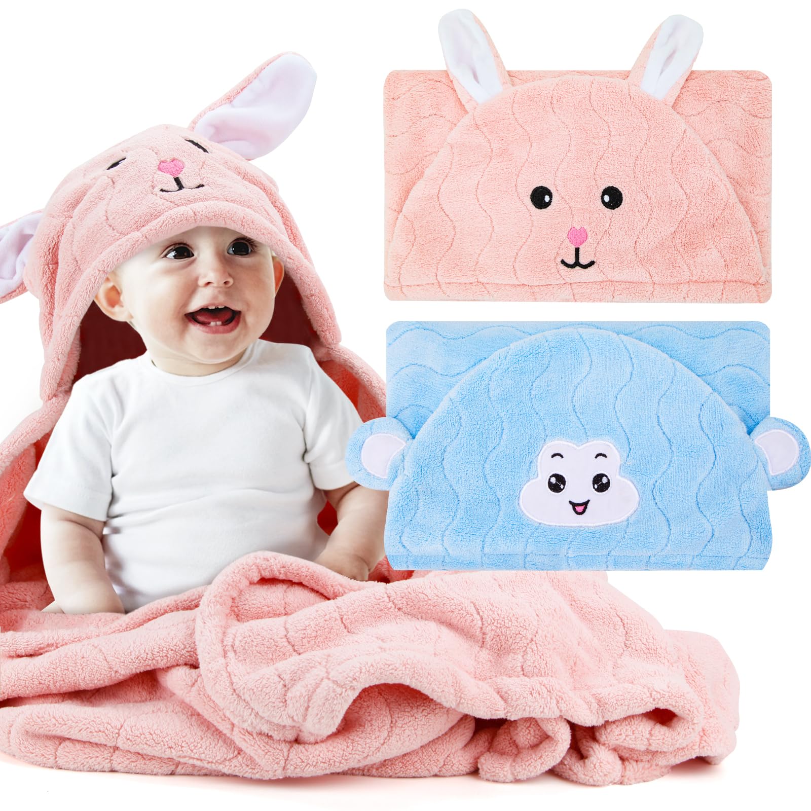 Large Microfiber Animal Hooded Baby Bath Towel (2 Pack)