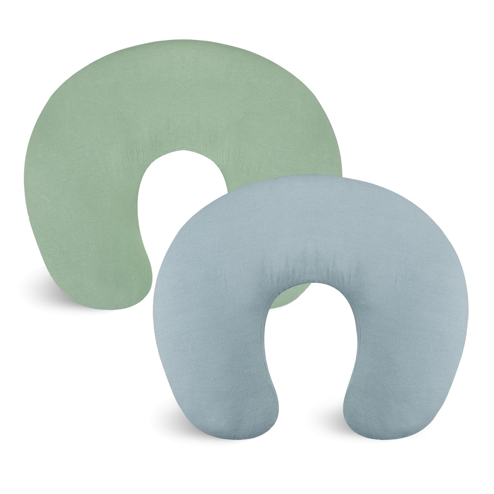 SWESEN 2-Pack Linen Nursing Pillow Slipcovers (Green & Blue)