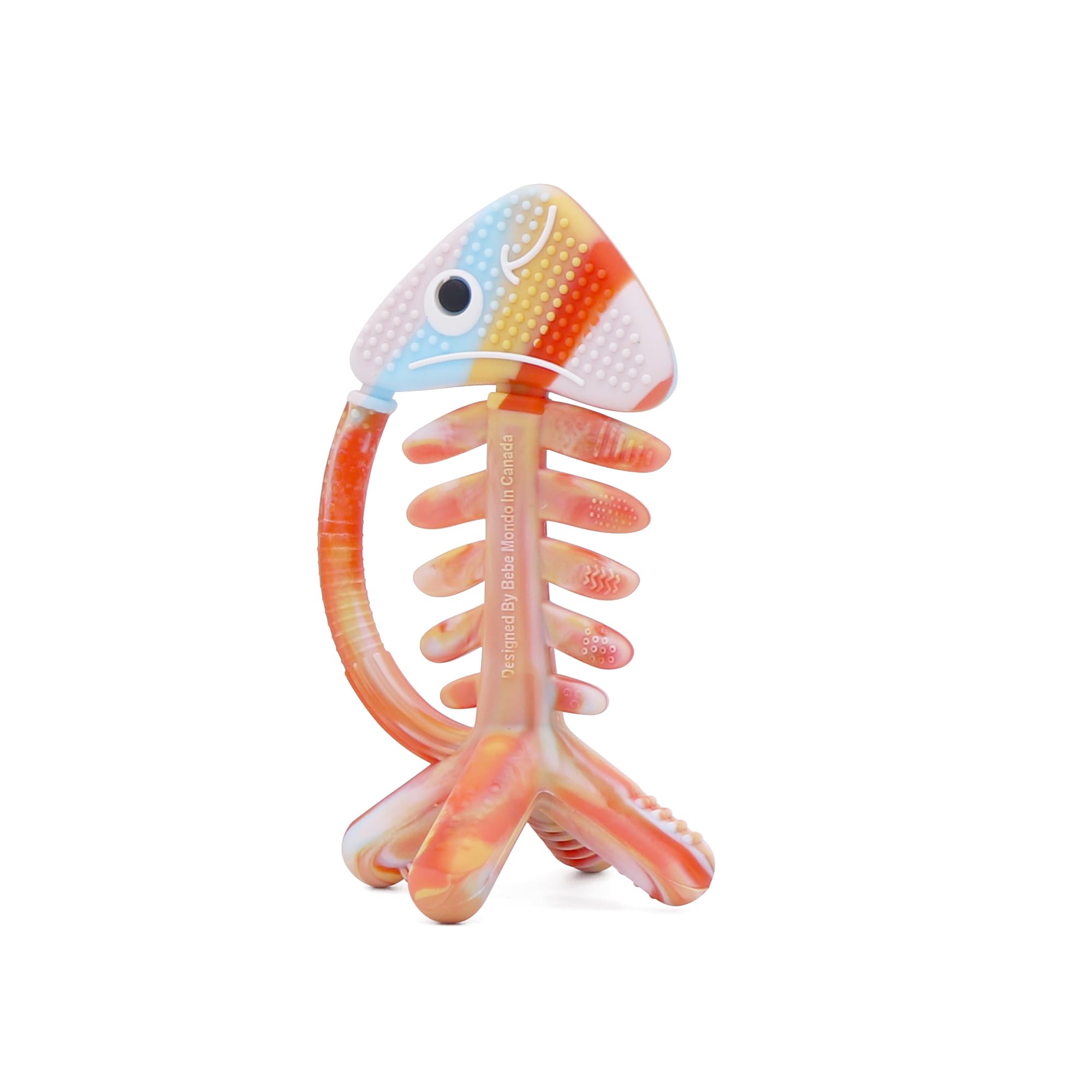 3-in-1 Silicone Rainbow Fish Sensory Teething Toy