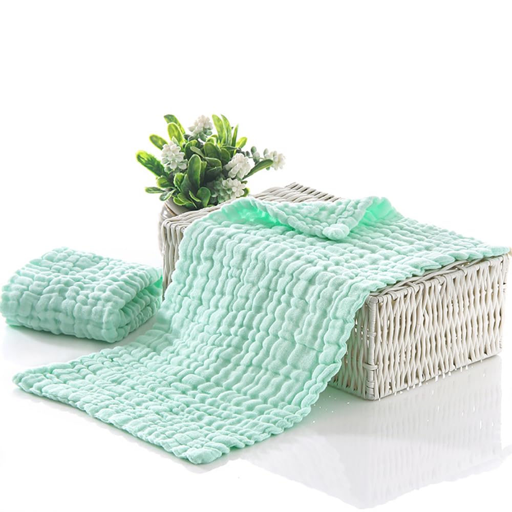 6-Layer Cotton Muslin Baby Burp Cloths (4-Pack) - Green