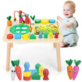 HEYLANDU 7-in-1 Wooden Montessori Activity Center Table