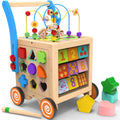 9-in-1 Wooden Activity Center and Sit-to-Stand Baby Walker