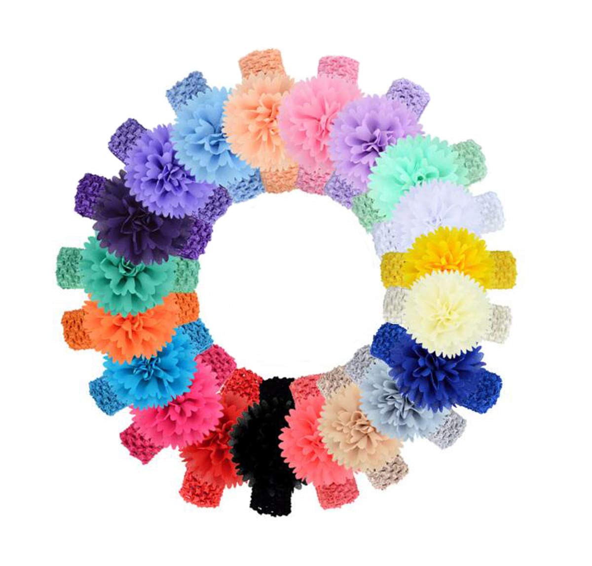 Ewanda 15-Piece Peony Chiffon Flower Baby Headbands & Hair Accessories Set
