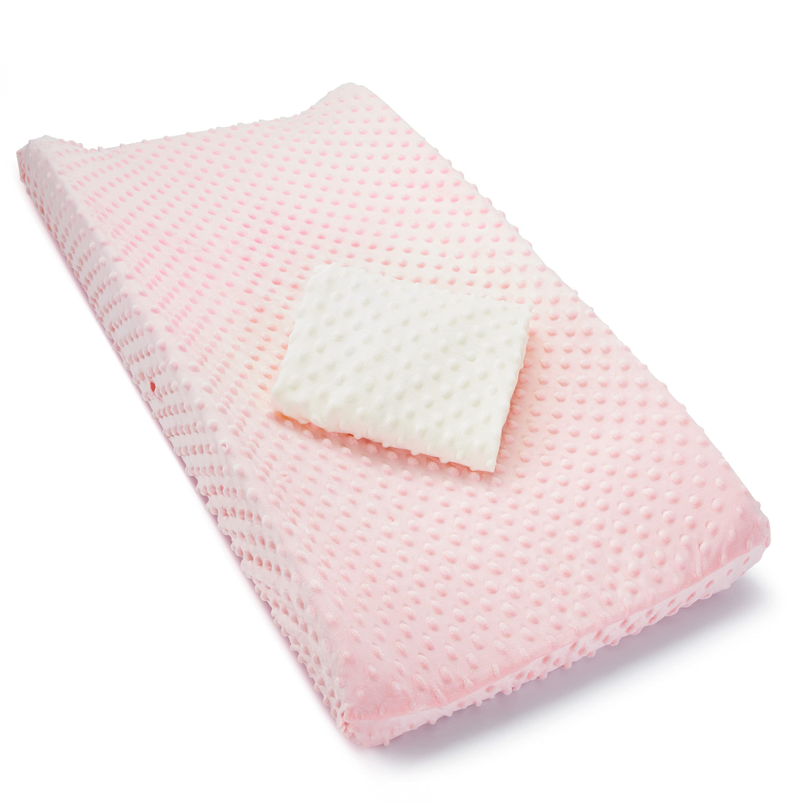 Soft Contoured Baby Diaper Changing Pad Covers 2-Pack (Pink & White)
