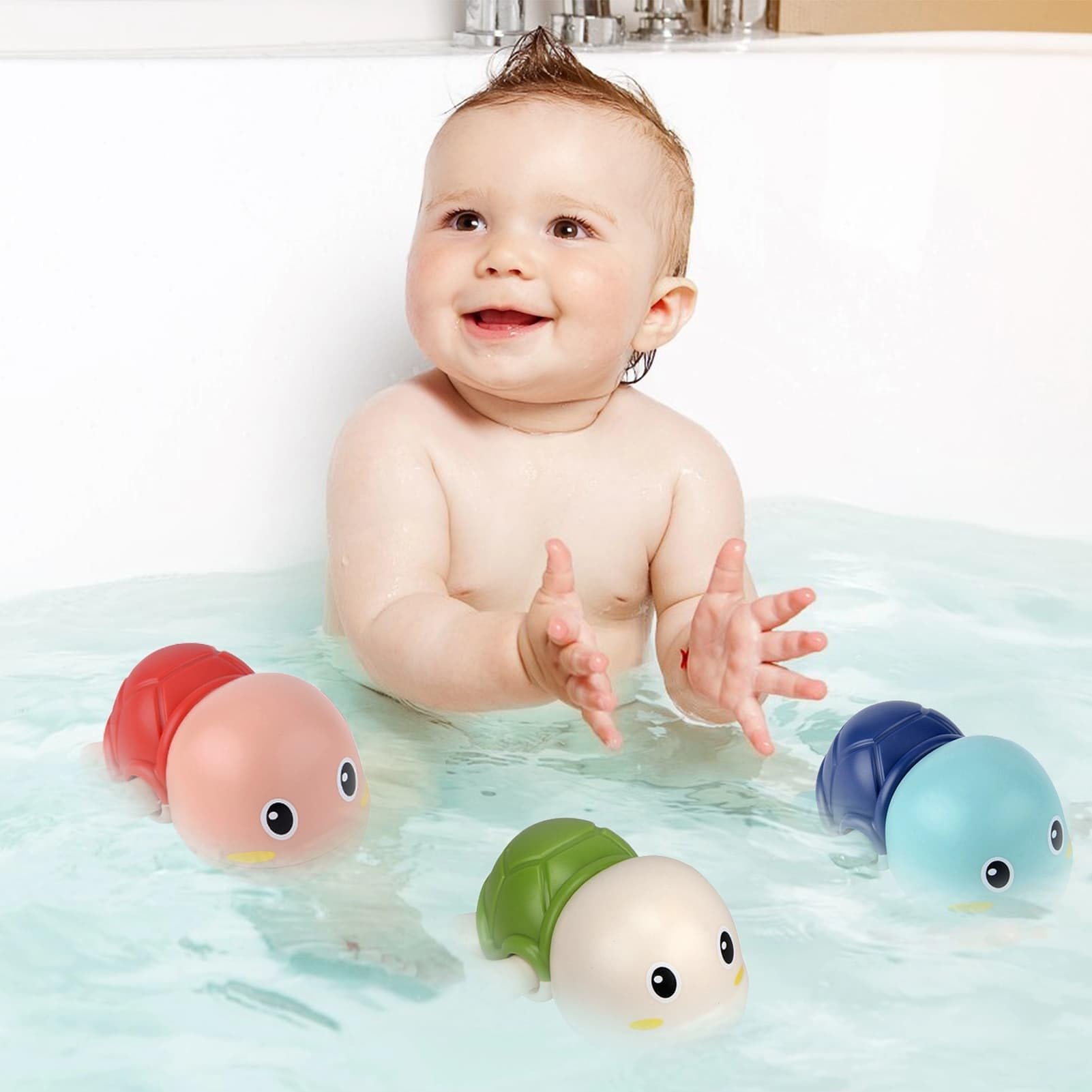 TYJHAFN Wind-Up Mold-Free Turtle Baby Bath Toy