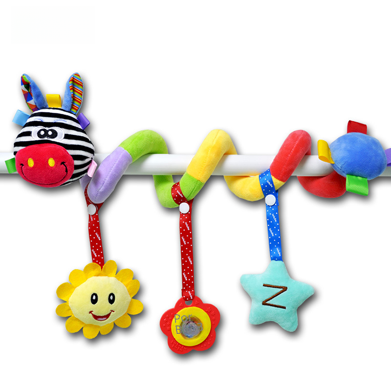 Baby Crib Hanging Toy with Colorful Tag and Plush Bells