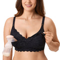 MOMANDA Hands-Free Lace Pumping & Nursing Bra (Black, 40B)
