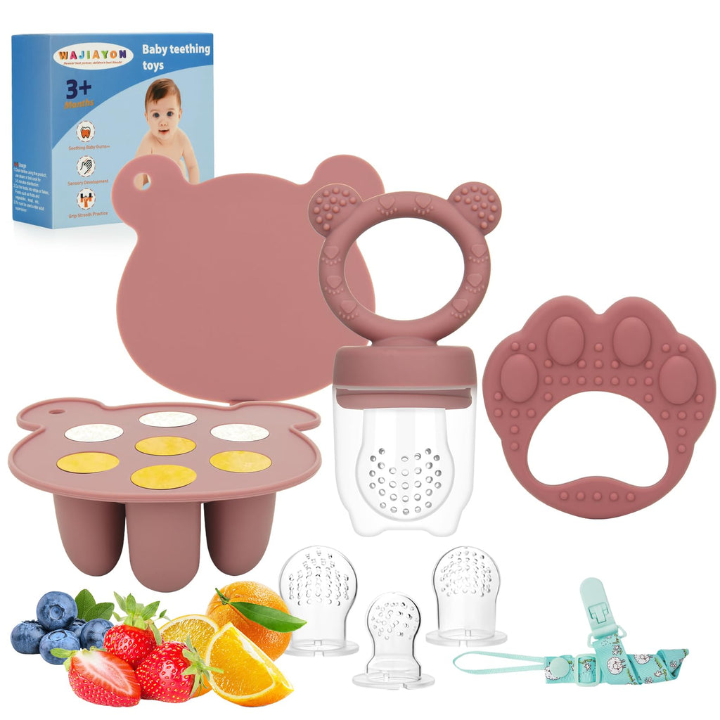 WAJIAYON 3-Pack Baby Breastmilk Popsicle Molds & Fruit Feeder (Daisy)