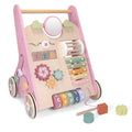 Wooden Montessori Baby Push Walker and Activity Toy - pink