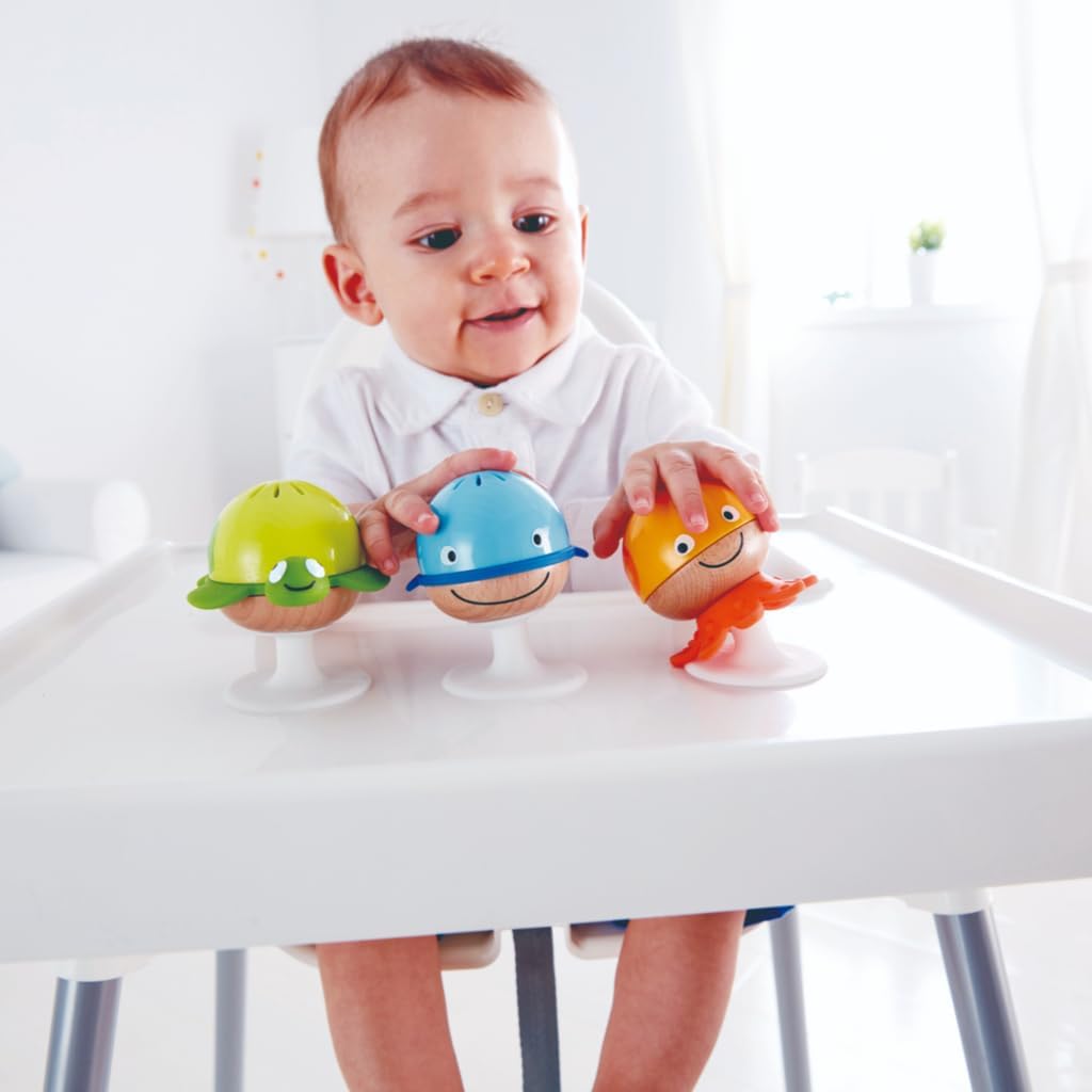 Hape Put-Stay 3-Piece Sea Animal Suction Rattle Toy Set