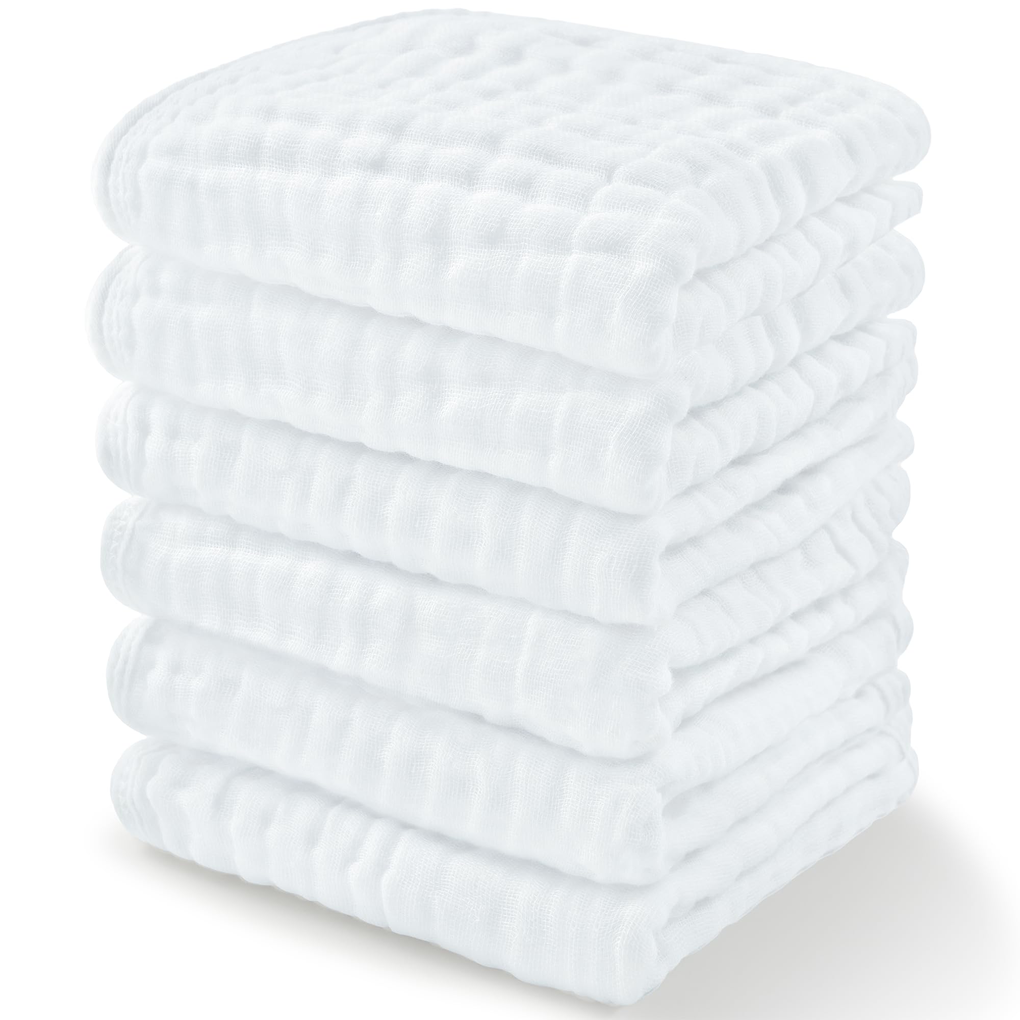 Cotton Muslin Baby Washcloths (6-Pack) - White