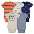 Gerber 5-Pack Short-Sleeve Baby Bodysuits (Happy Tiger, 3-6 Months)