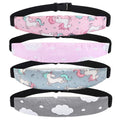 Adjustable Car Seat Head Support Band 4-Pack (Pink & Gray)
