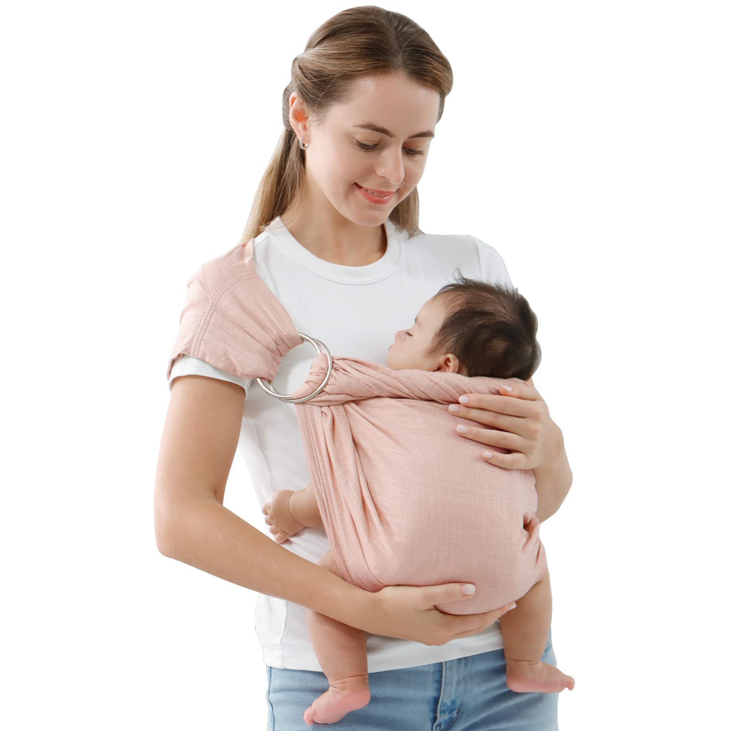 Vrbabies Adjustable Muslin Double Ring Baby Sling Carrier (Pink)
