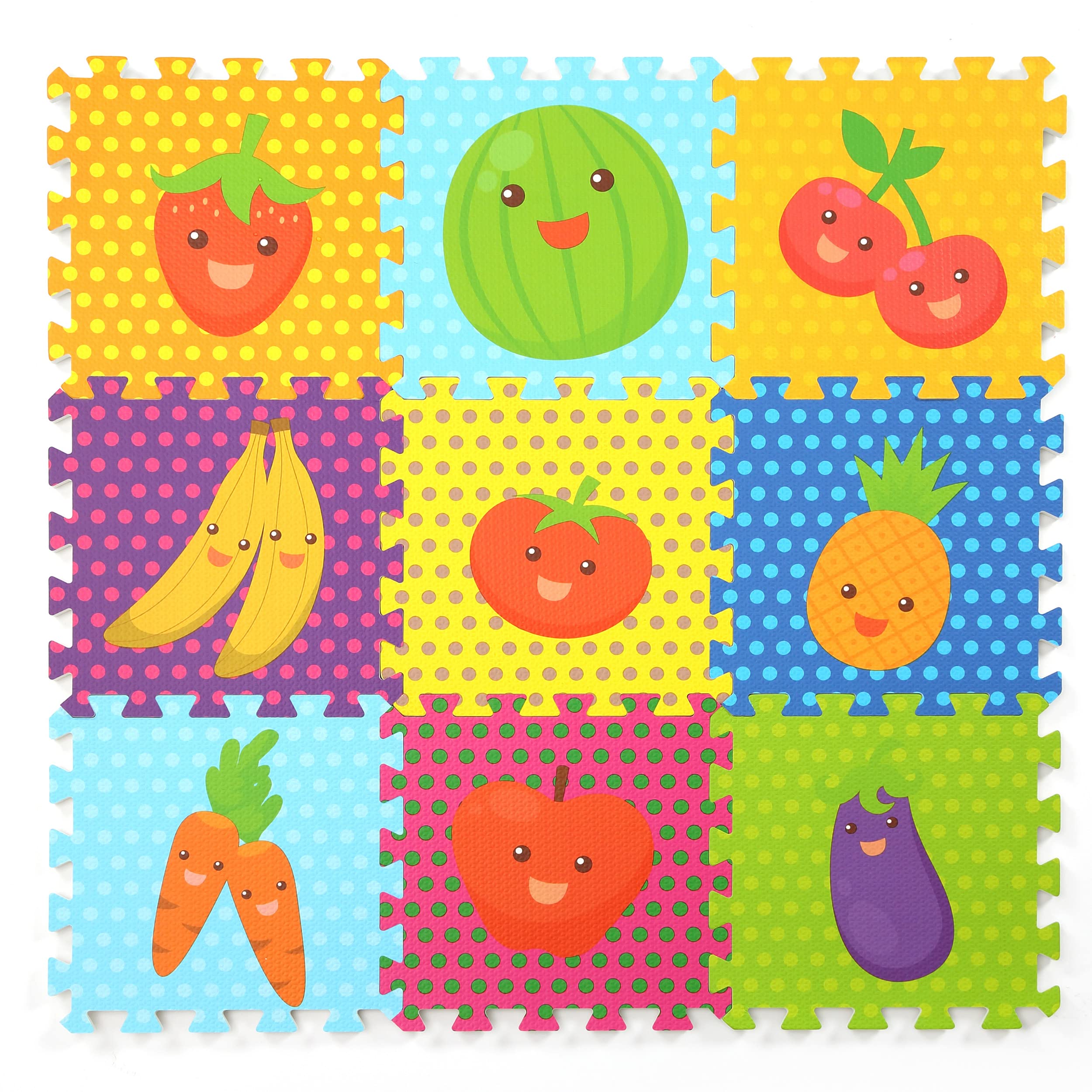PLAY 10 9-Piece Fruits Foam Puzzle Baby Floor Mat (34"x34")