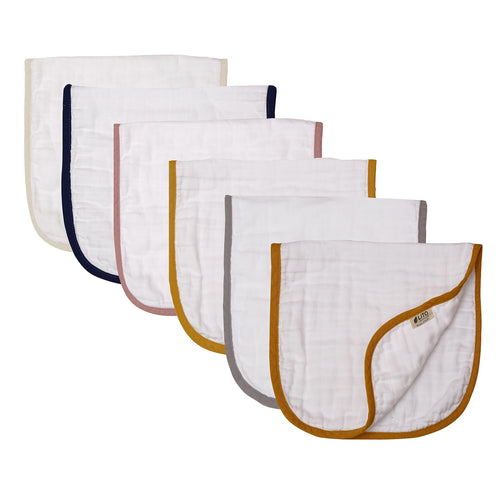 6-Layer Organic Cotton Muslin Burp Cloths (6-Pack) - White