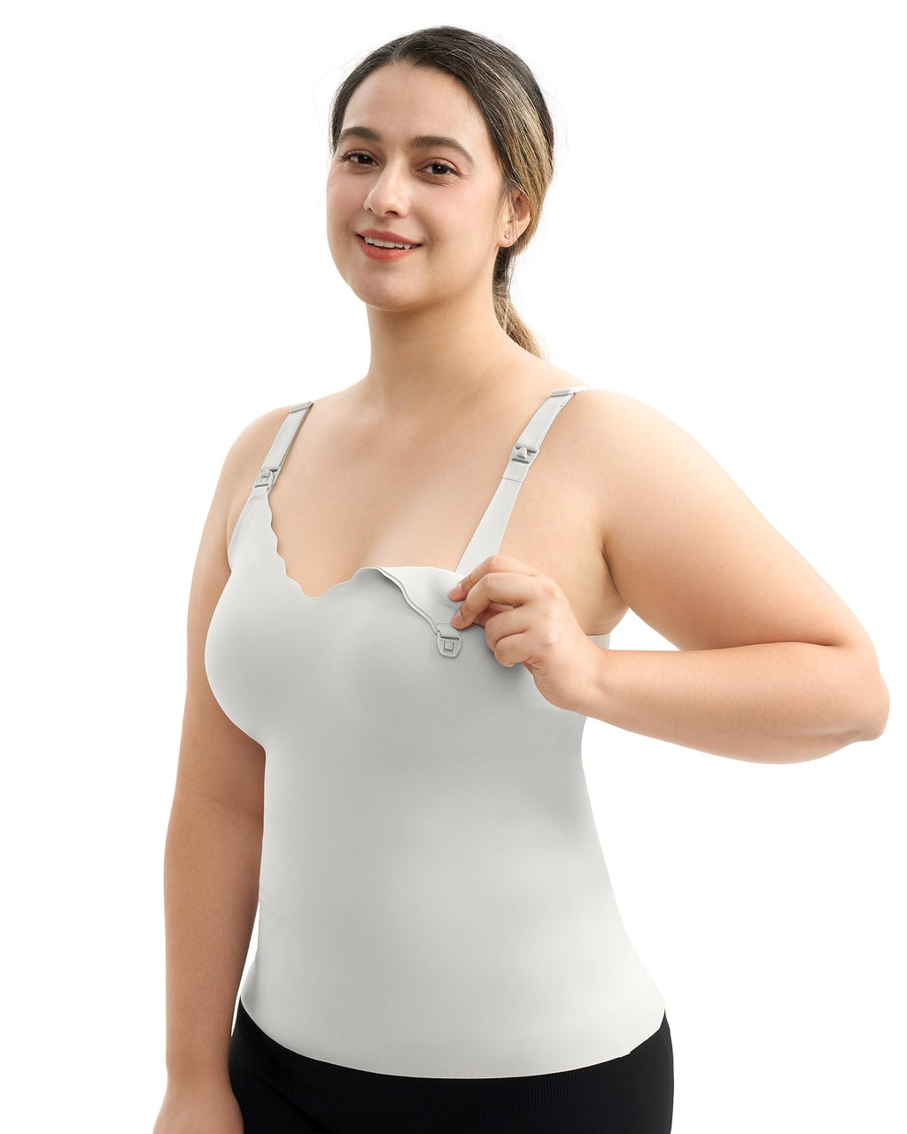 Momcozy Seamless Built-In Bra Nursing Cami (Light Grey)