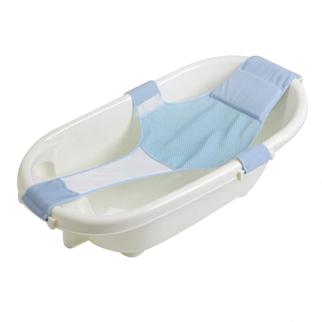Adjustable Non-Slip Baby Bath Cushion and Support Net - blue