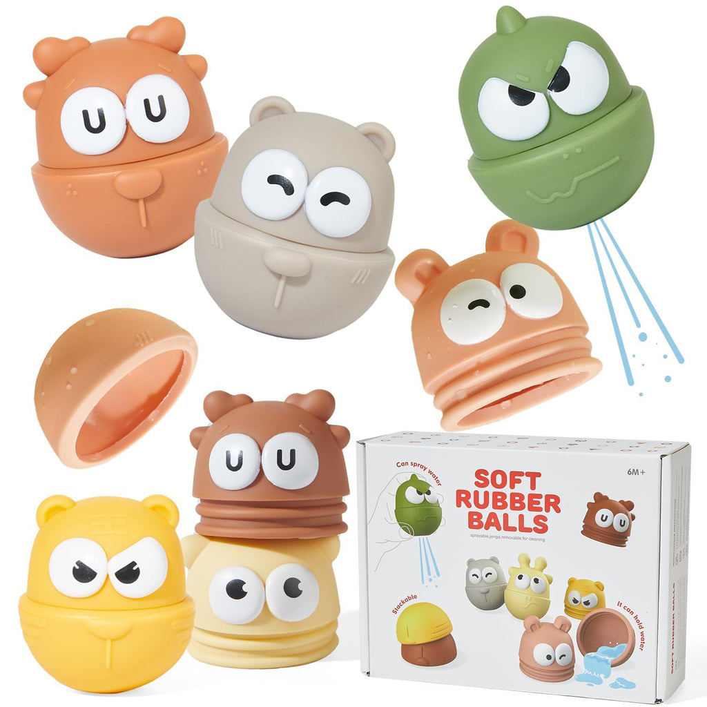 6-Pack Soft Rubber Stacking Baby Bath Toys