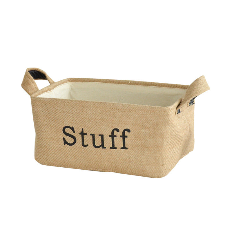 Thick Jute Storage Box, Foldable Cotton Linen Organizer
