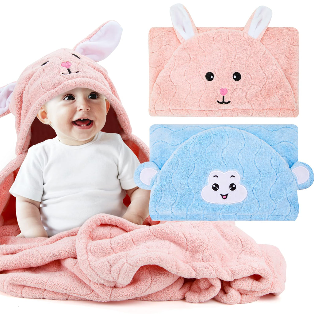 Large Microfiber Animal Hooded Baby Bath Towel (2 Pack)