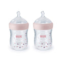 NUK Simply Natural SafeTemp Baby Bottle (5 oz, 2-Pack) - Pink Hearts