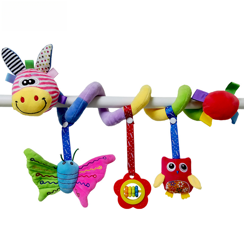 Baby Crib Hanging Toy with Colorful Tag and Plush Bells