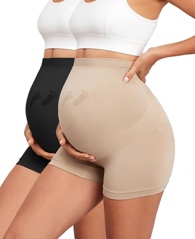 Seamless High-Waist Maternity Belly Support Shorts