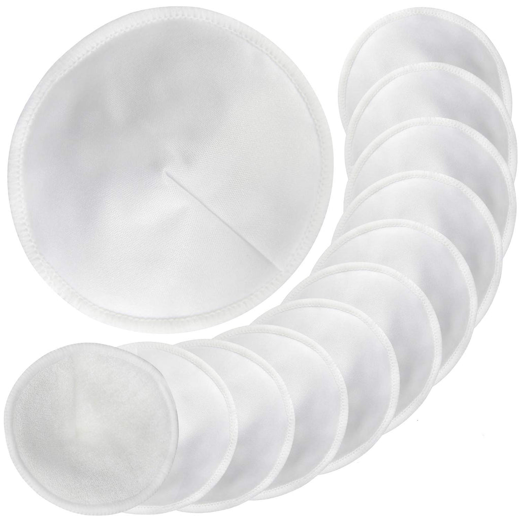 Pinowu 12-Pack Contoured Reusable Nursing Pads with Laundry Bag (Pastel, 4.5 Inch)