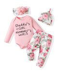 Long-Sleeve Top & Floral Pants Baby Girl Outfit Set (Pink Floral, 3-6 Months)