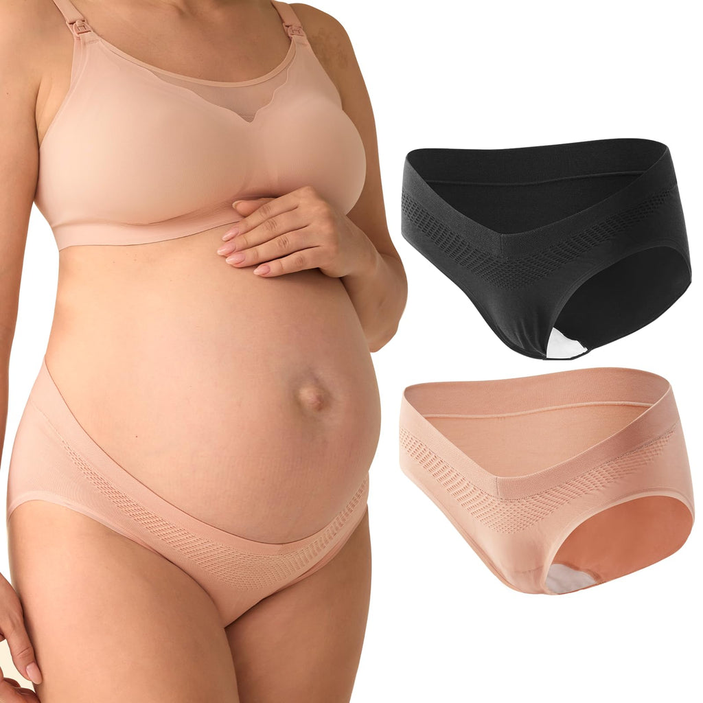 Momcozy 2-Pack Seamless Under-Bump Maternity & Postpartum Panties