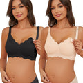 Gailife 2-Pack Floral Seamless Nursing Bralettes (Black/Beige)