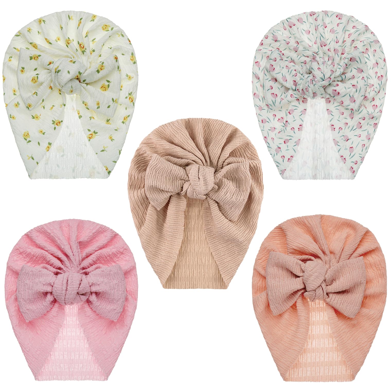 Soft Bow & Bunny Knot Newborn Baby Girl Turban Beanie Hat