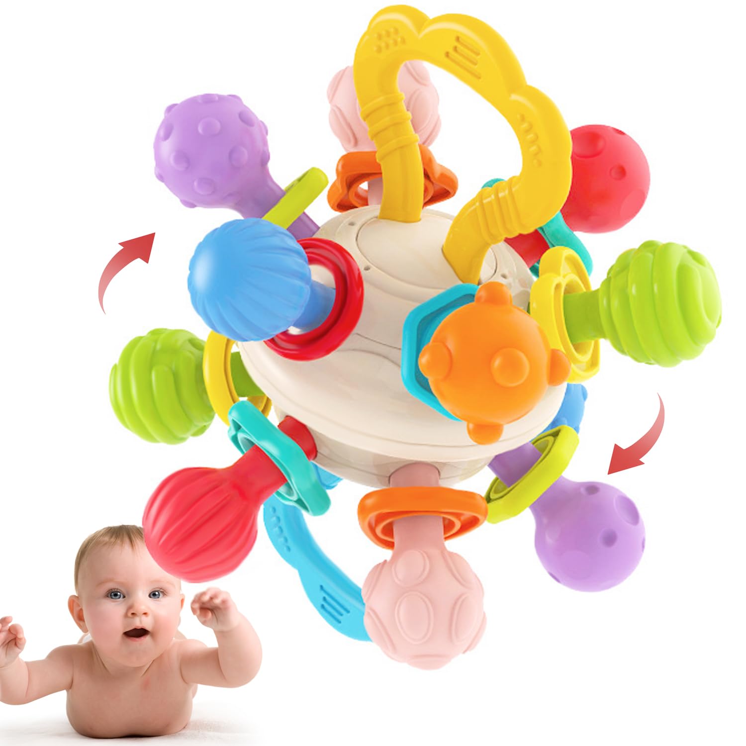WHNKFB Baby Teething Rattles and Montessori Sensory Toy