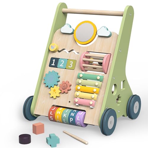 Bautia Wooden Montessori Baby Walker and Push Toy - green