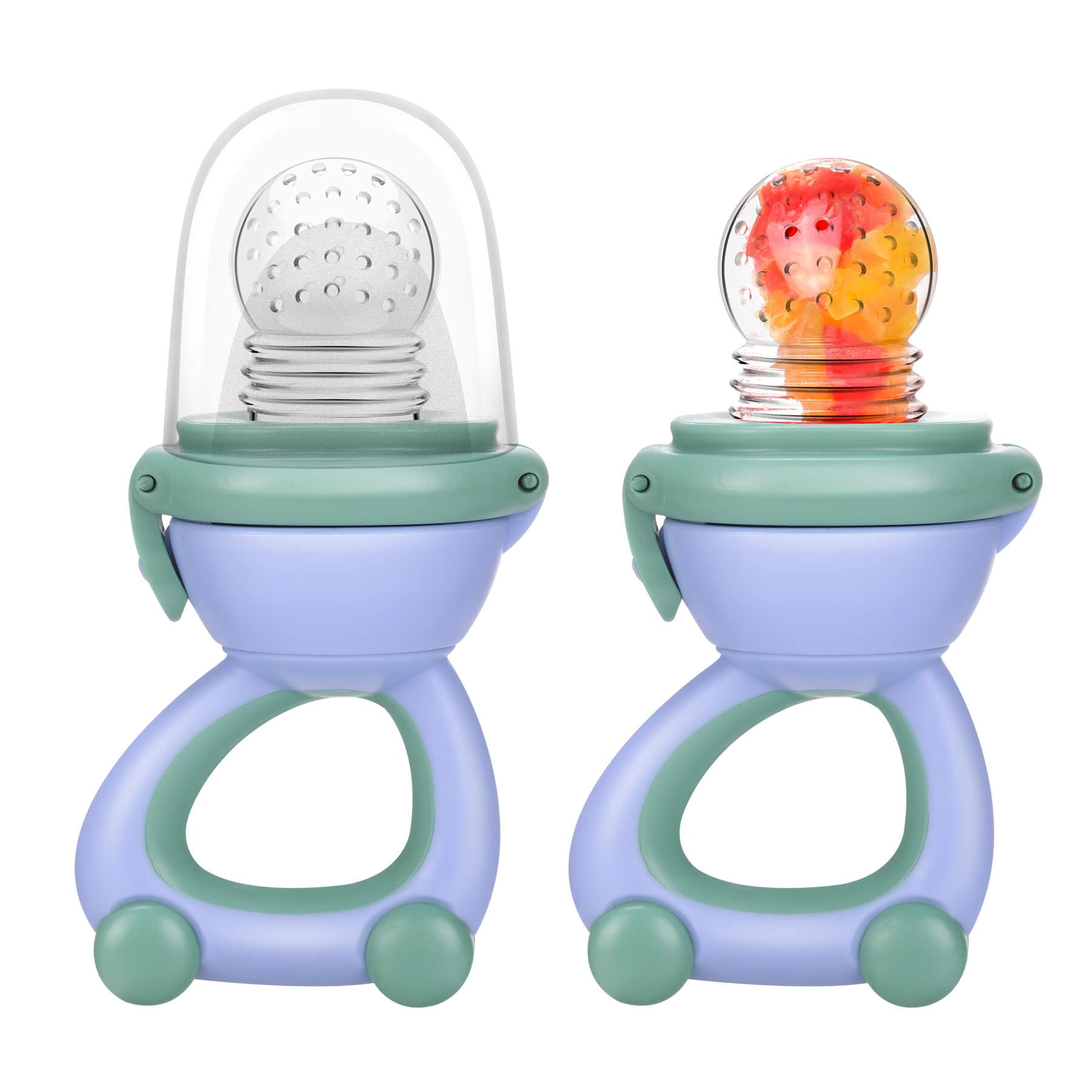 2-Pack BPA-Free Fresh Fruit Feeder & Teething Pacifier (Blue)