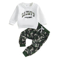 Long-Sleeve Letter Print Sweatshirt & Pants Baby Boy Fall Outfit Set (White, 12-18 Months)