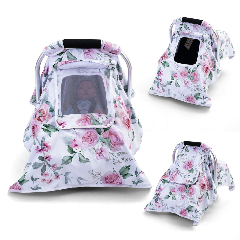 Breathable 2-Layer Window Infant Car Seat Canopy & Sun Shade Cover