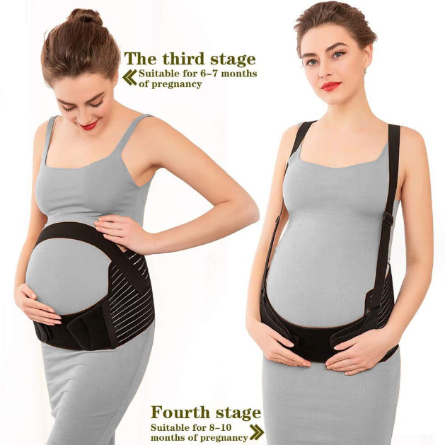 Black Polyester Prenatal Support Belly Belt for Pregnancy