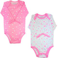 123 Bear 2-Pack Combed Cotton Unisex Baby Bodysuits (Pink, 0-3 Months)