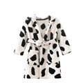 Soft Flannel Hooded Toddler Bathrobe - Cow Dots (18-24 Months)