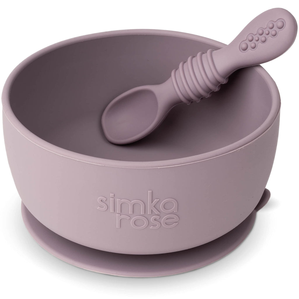 Simka Rose Silicone Baby Suction Bowl and Spoon Set
