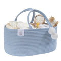 Fephas Portable Cotton Rope Baby Diaper Caddy Organizer (Misty Blue)