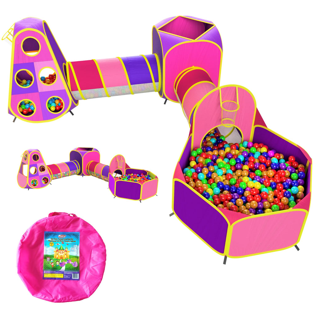 Playz 5-Piece Princess Play Tent, Ball Pit, and Tunnel Bundle