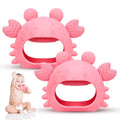 Anboor 2-Pack Anti-Dropping Crab Silicone Baby Teething Toy (Pink)